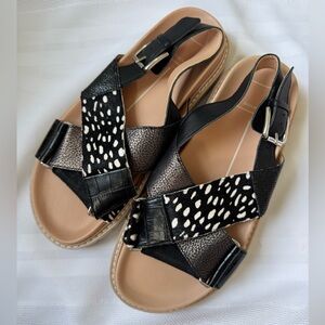 Dolce Vita Niles Sport Platform Sandal Black Multi Leather Strappy Size 8 NEW
